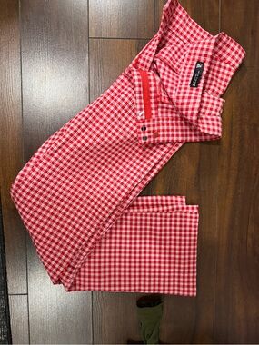 Zara Red and White Gingham Trousers